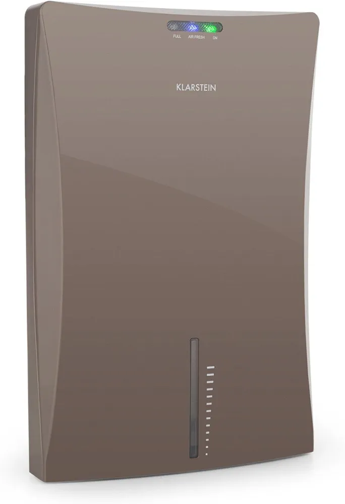 KLARSTEIN Drybest 2000 2G - Deshumidificador Electrico, Purificador, Deshumidificadores de Humedad, 0,7L/24h, bajo Consumo 70W, silencioso, Depósito de 2L, Ionizador Integrado, Gris