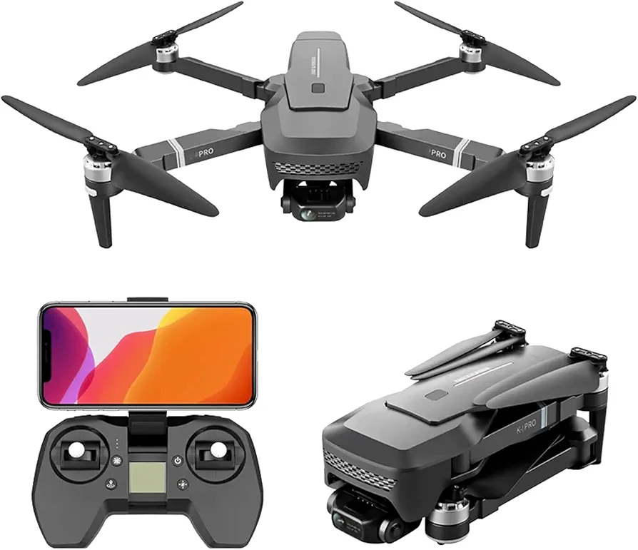 drone con cámara GPS con 4K 2 Axis Gimbal Camera 5G WiFi FPV drone con cámara 1Km Distancia Drones profesionales Sin escobillas Rc Quadcopter Sígueme Una tecla Retorno Reconocimiento de gestos, 3Batte