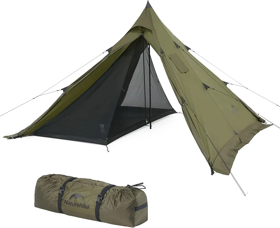 Naturehike Tipi Tienda Cresta Tiendas 3-4 Personas Tienda India Impermeable Cortaviento Fácil de Montar Tienda pirámide para Acampar al Aire Libre Familias