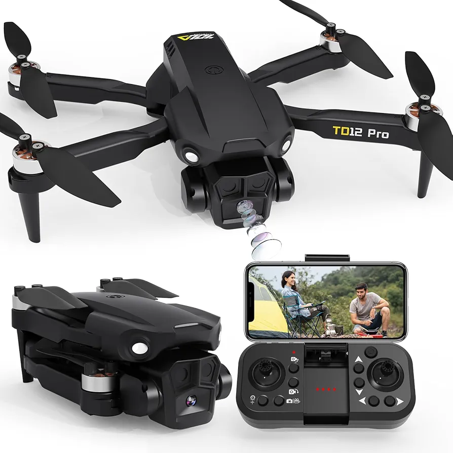 Toladrone Drone con Camara HD 1080P, Drone con Motor sin Escobillas Camara Ajustable Motorizada 90°, Drone para Adultos Transmision FPV, Drones con Camara RC Drone para Principiantes