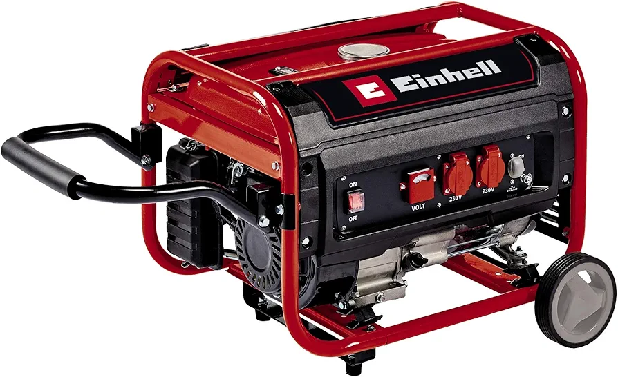 Einhell Generador eléctrico (gasolina) TC-PG 35/E5 (máx. 3100 W, motor de 4 tiempos con bajas emisiones, 2 tomas de 230 V, 15 L tanque, función AVR, interruptor de sobrecargas)