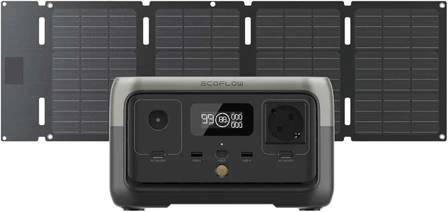 EF EcoFlow - Estación eléctrica portátil River 2 y panel solar de 45 W, generador salario para camping, autocaravana