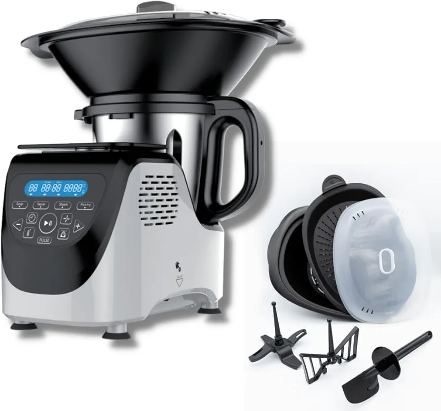 CHEF O MATIC Robot de Cocina, Kitchen Robot, 1000w, 3L, 3500rpm, Múltiples accesorios, 10 velocidades, Pantalla Táctil LED,