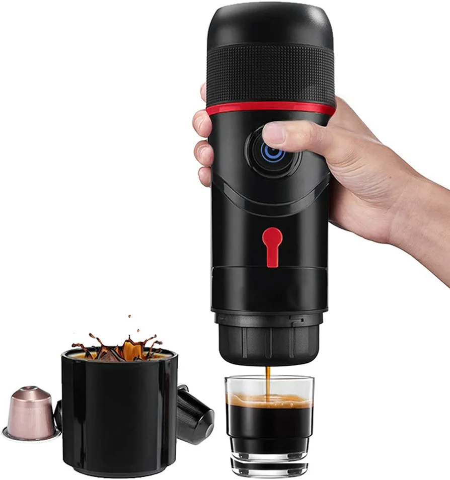 Natudeco Cafetera de viaje Cafetera portátil Hogar Coche Doble uso Autocalentamiento Cafetera Mini USB Cafetera eléctrica Cafetera de mano para viajes al aire libre USB/encendedor de cigarrillos