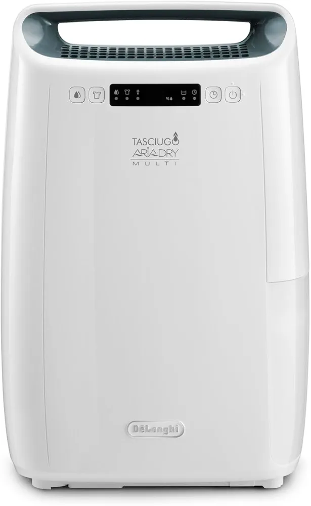 De'Longhi Tasciugo AriaDry Multi Deshumidificador DEXD216RF, deshumidificador portátil con filtración de 3 acciones, función secado, humidificación 16L/día, R290, depósito extraíble, negro