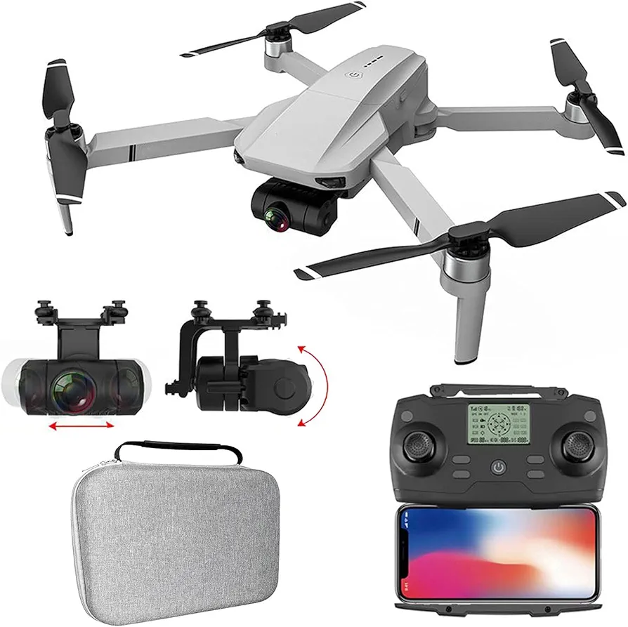 Drone 4K Cámara HD, motor sin escobillas, cuadricóptero plegable GPS, retorno automático a casa, sígueme, largo alcance de control, incluye bolsa de transporte