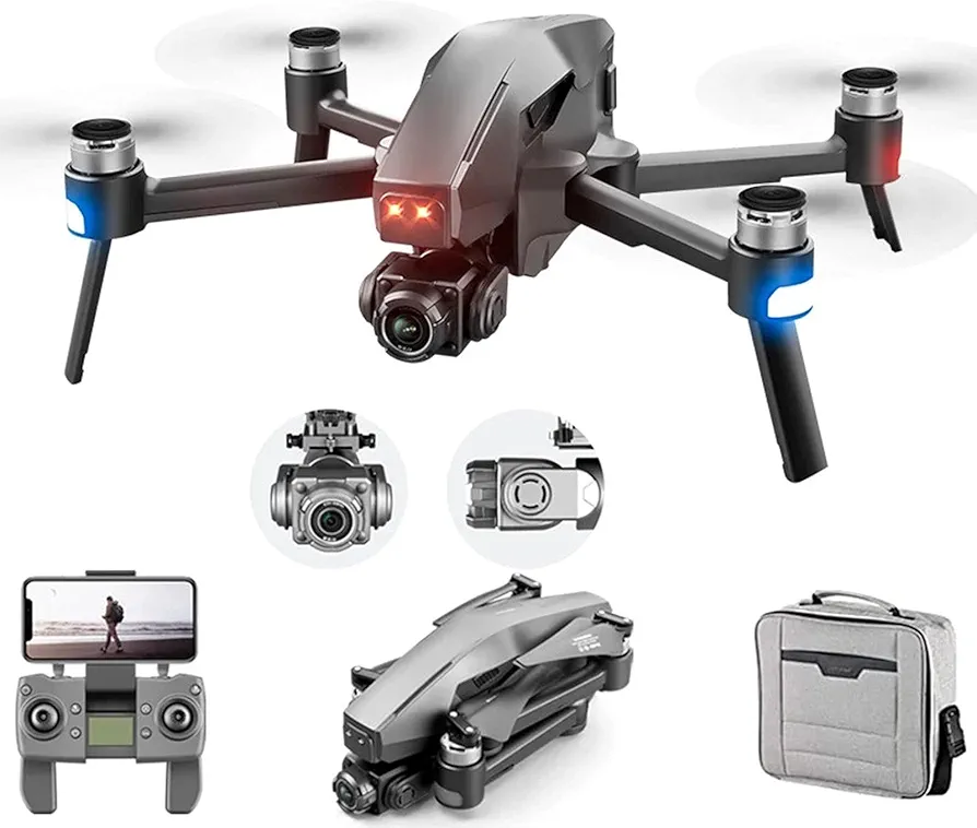 Drones GPS Plegables con Cámara 6K para Adultos, Quadcopter con Tiempo de Vuelo de 30 Minutos, Motor sin Escobillas, Transmisión FPV 5G, Sígueme, Retorno Automático a Casa 2 Baterías