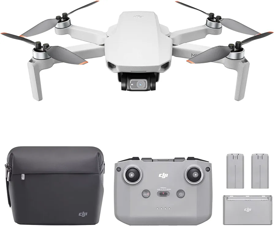 DJI Mini 2 Combo Ligero y Plegable Drone, 3 Ejes Gimbal con Cámara 4K, Foto 12 MP, 3 Baterías, Centro de Carga, OcuSync 2.0 HD Transmisión de Vídeo, Mavic Mini, Sin Tarjeta, Sin Care Refresh, Gray