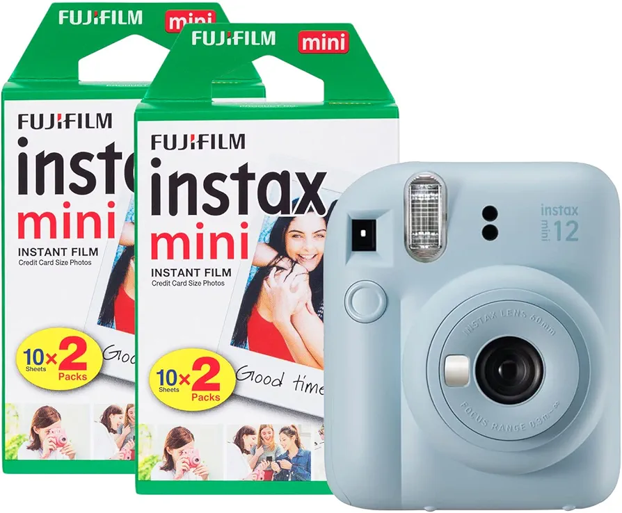 Fujifilm instax Mini 12 - Cámara instantánea con 40 películas de Disparo, Color Azul Pastel