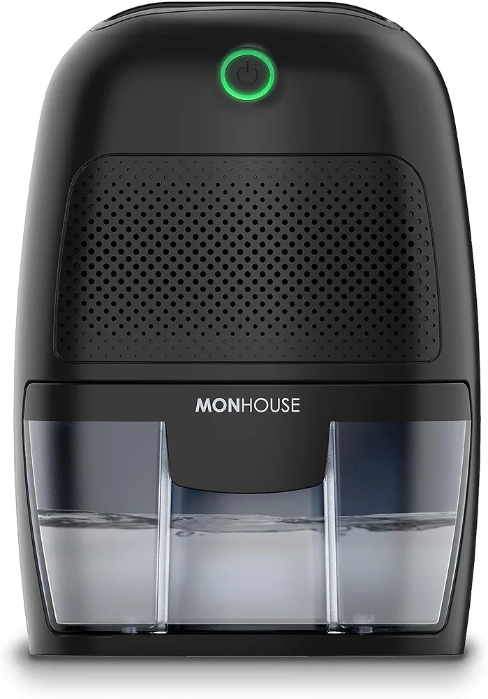 MONHOUSE Deshumidificador de 600 ml, portátil, compacto y silencioso, mini deshumidificador de aire para el hogar, dormitorio, coche, oficina, garaje, caravana y sótano, removedor de moho eléctrico,