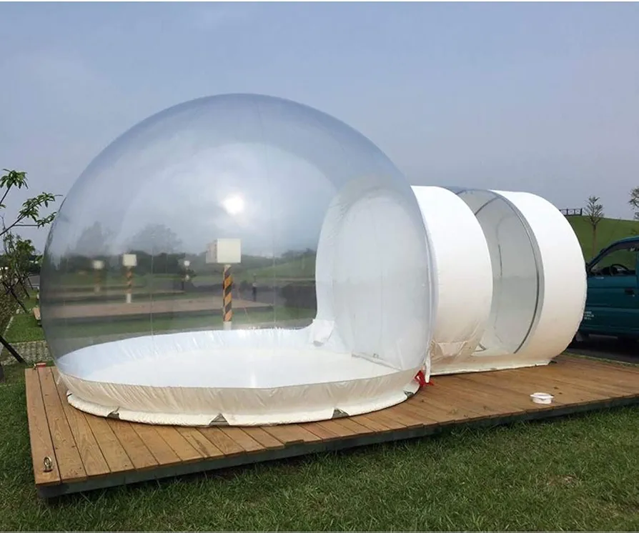 Inflatelines Transparent Viewing 360° Dome Inflable Carpa de Burbujas para Acampar al Aire Libre (3/4/5m) con 2m de túnel Simple y Ventilador