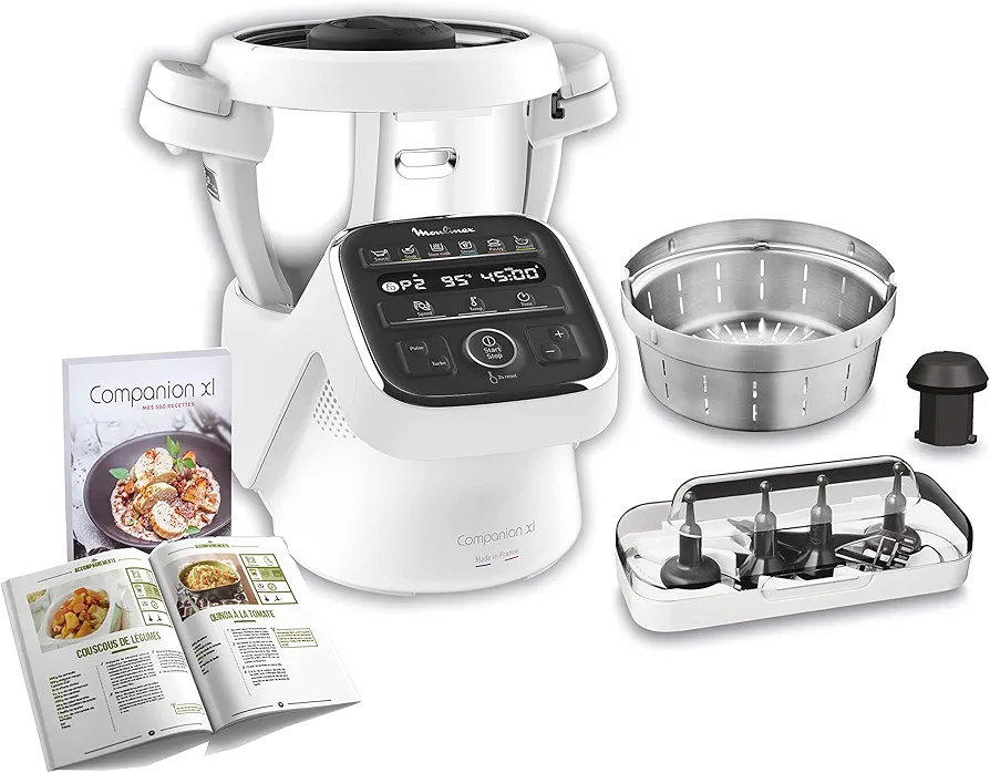 MOULINEX COMPANION XL Robot Cooker Tazón multifunción 4.5L 12 programas automáticos Sopas Gazpacho Procesador de alimentos Batidora Batidora Picadora Amasadora Cocinar Vapor 1550W HF80C30D