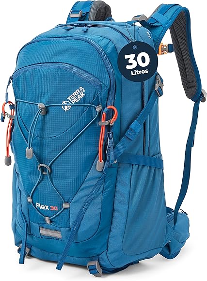 Terra Peak Flex 30 Mochila de senderismo 30L medio con ventilación en la espalda, sistema de hidratación y cubierta para la lluvia - mochila de senderismo hecha de poliéster transpirable 3D Air Mesh