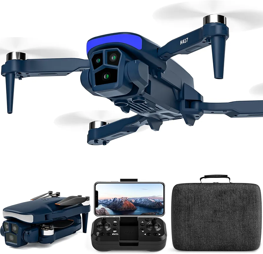 Drone con Dual Cámara 1080P para Adultos y Niños, FPV RC Quadcopter Plegable con Motor sin Escobillas para Principiantes, Control de Gestos, 3D Flips, Ajuste de Velocidad, Con Video WiFi en Vivo