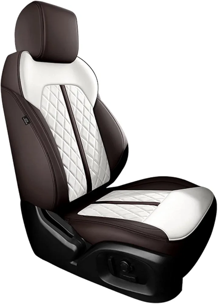 DZSGJNOF Fundas Asientos Coche Funda Asiento Coche para VW para ID4 2021 Accesorios Interior Conjunto Completo Automóviles Cuero Personalizado Funda Asiento(Brown White)