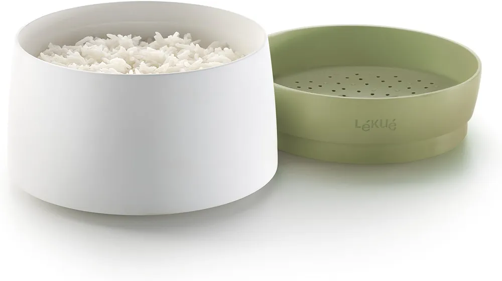 Lékué Recipiente especial para cocinar Quinoa, Arroces y Cereales en microondas, 1 Litro, Color Verde