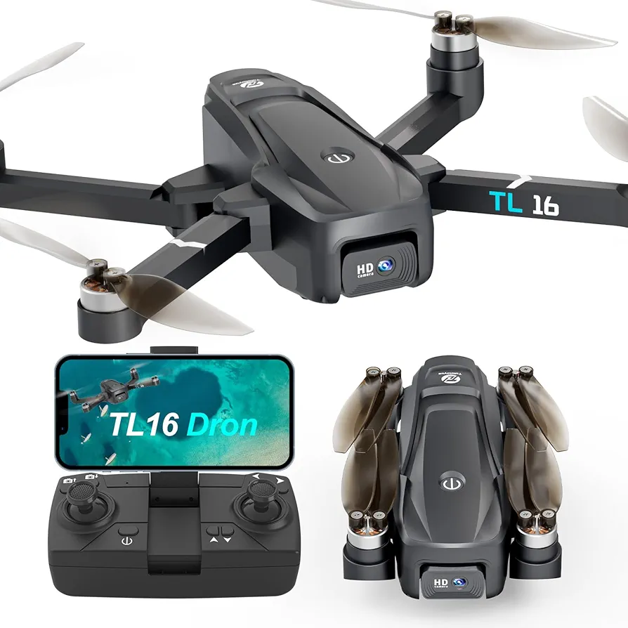 Drone con Cámara Motor sin Escobillas Adulto Principiante Drone 2 Cámara FPV RC Quadcopter Plegable Eléctrico Ajustable 1080P Drone Control APP 3D Flip Fácil de Volar Juguetes