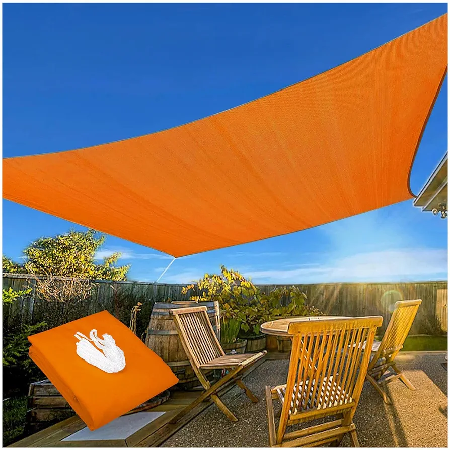 Toldo para patio al aire libre, impermeable, resistente a los rayos UV, transpirable, color naranja, 4 x 4 m, kit de fácil instalación incluido