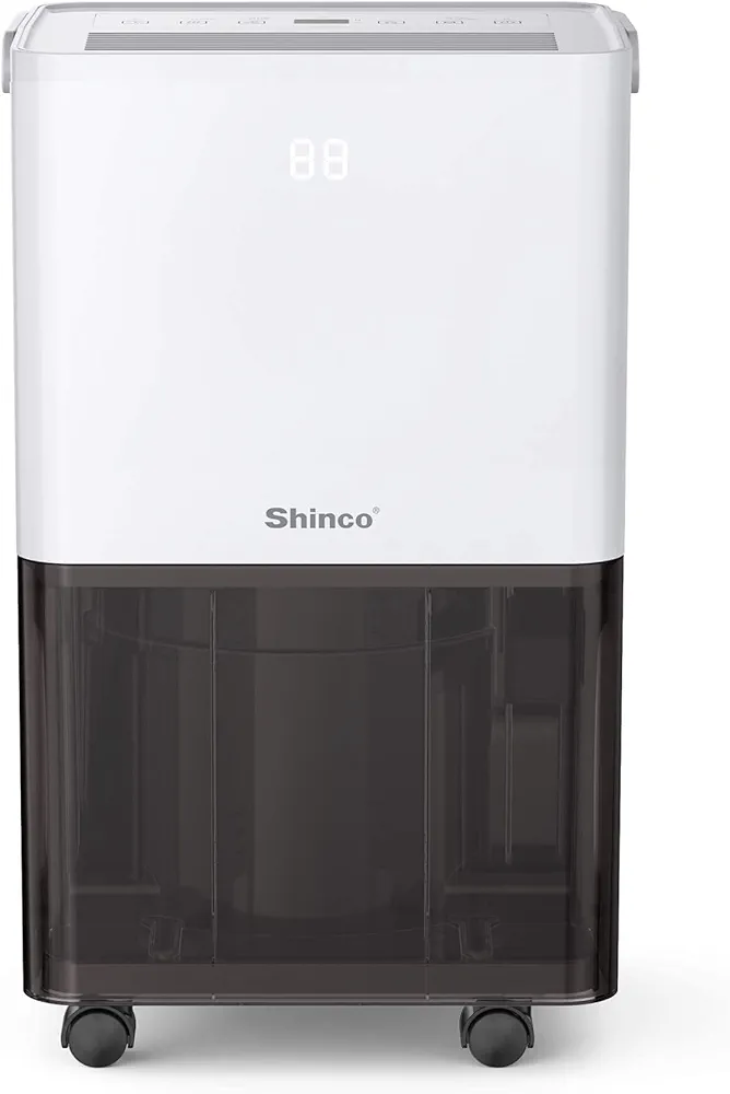 SHINCO Deshumidificador de Aire Silencioso 10L/Día, Para Máximo de 15㎡, Función de Deshumidificación, Purificación, Secado de Ropa, Temporizador de 24 horas, Tanque de Agua Transparente