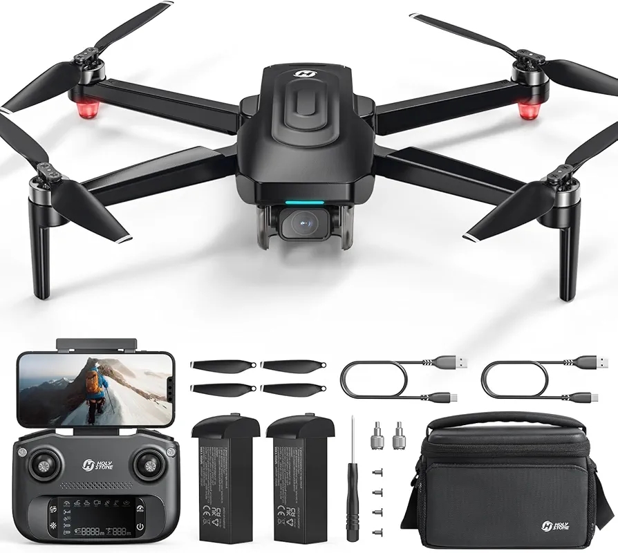 Holy Stone HS175G Dron con Cámara 4K y EIS, Motor sin Escobillas, 60 Min de Vuelo, GPS, Retorno Inteligente, Drones con Cámara 4K Adultos, Drone Plegable con Batería de Carga Rápida, C0