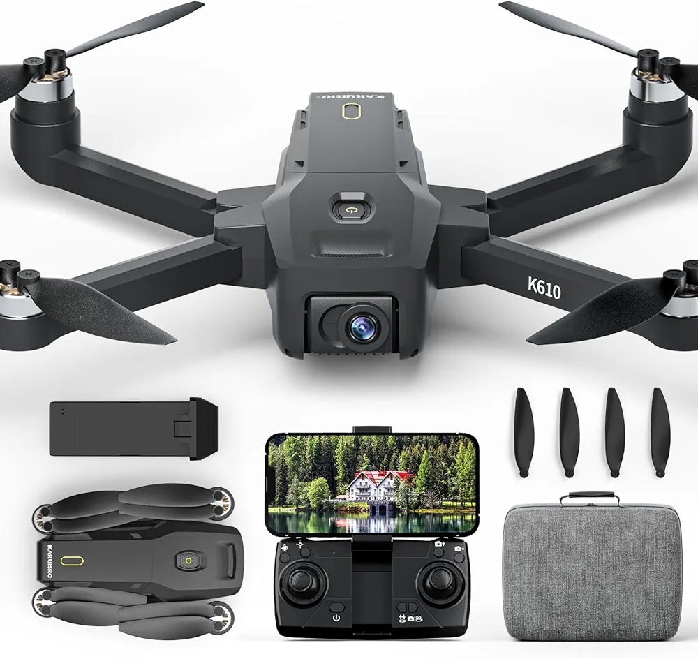 K610 GPS Drone con Cámara 4K UHD SD Card Vídeo en Vivo, 5GHz FPV GPS Dron con 2 S0NY IMX Camera para Principiantes, Motor sin Escobillas, Follow Me, Return Home, RC Quadcopter para Adultos, Bolsos