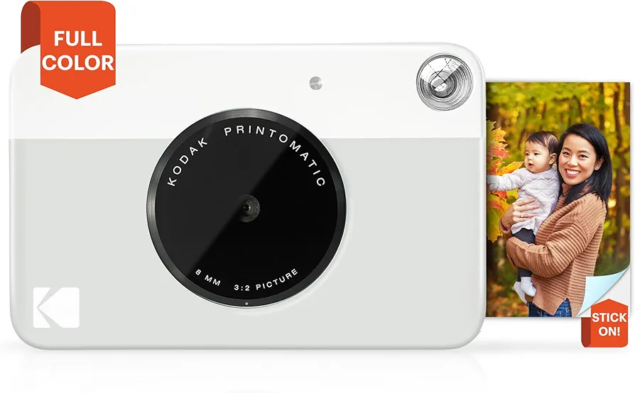 KODAK Printomatic - Cámara de impresión instantánea, imprime en Papel Zink 5 x 7.6 cm con respaldo adhesivo, gris