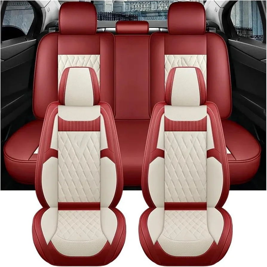 SPLACK Fundas Asiento Coche Fundas De Cuero para Asientos De Coche Accesorios para Automóviles Interior para para A3 8P Protectores Asiento(Red White 5 PCS,SE)