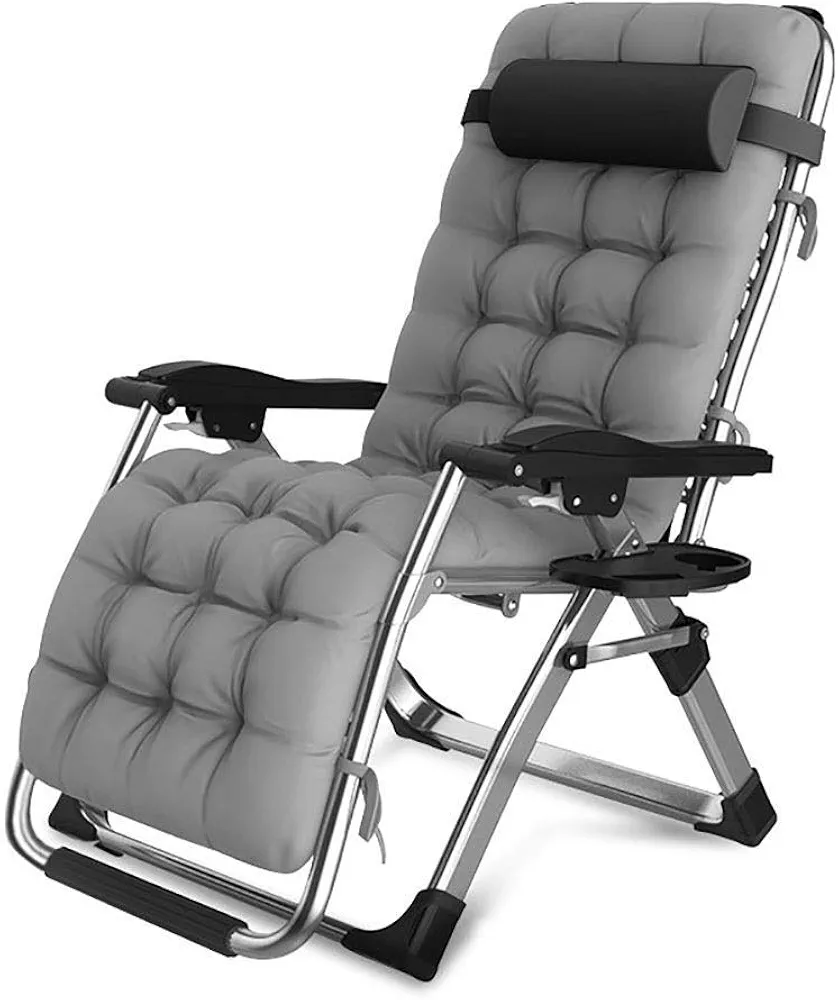 DQCHAIR Sillas de jardín Sillas reclinables reclinables Cero Gravity Chaise Lounges Al Aire Libre Silla Mecedora Mecedora para la Playa Camping Soporta 200 kg (Color : Gray)