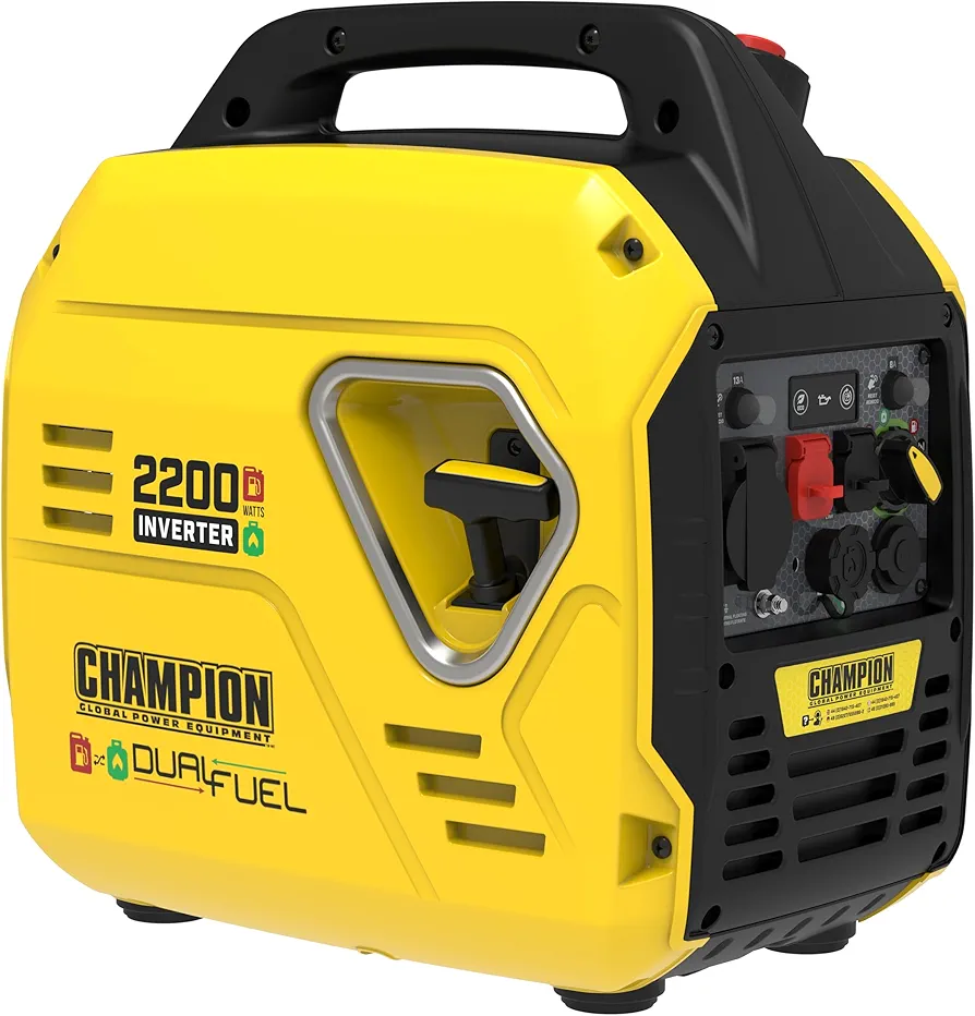 Champion 2200 "The Mighty Atom" (generador de combustible dual GLP/gasolina, 2,2 kW, con indicadores LED, con modo ECO) 92001i-DF-EU