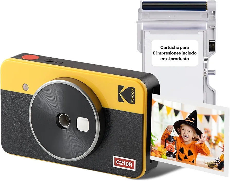 Kodak Mini Shot 2 Retro Cámara instantánea e Impresora fotográfica Portátil, Ios y Android, Tecnología 4Pass (54 x 86 Mm) - Amarillo - 8 Hojas