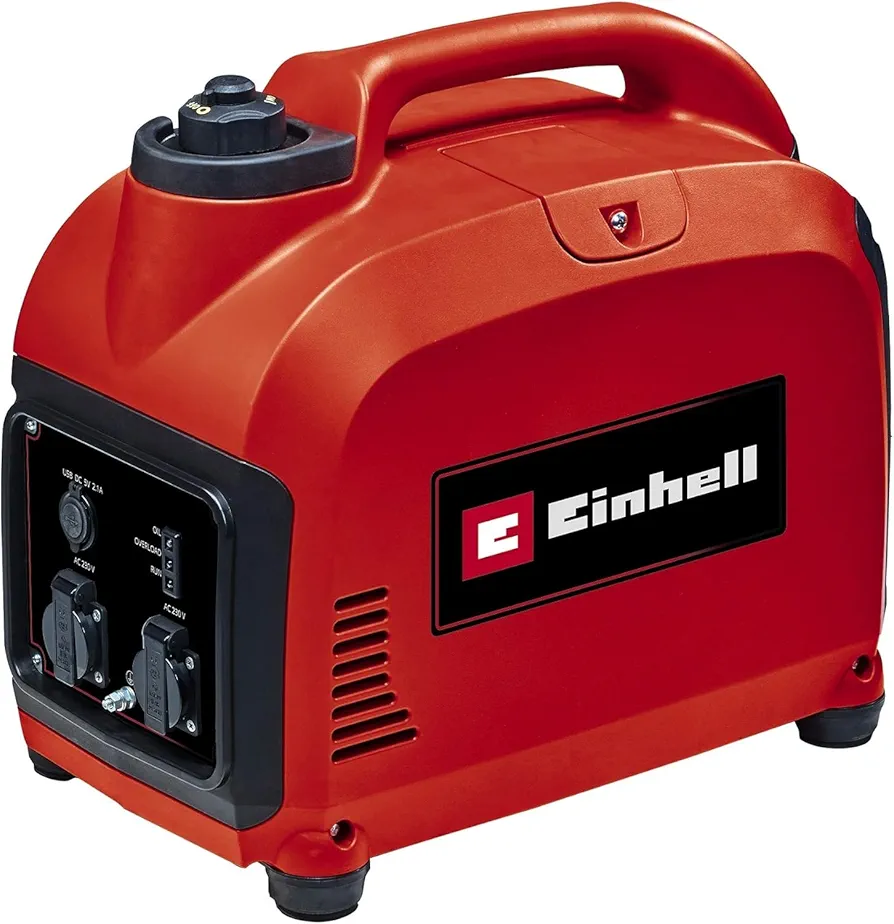 Einhell Generador eléctrico (gasolina) TC-IG 2000 (1.800 W potencia continua, tecnología inverter, motor de accionamiento de 4 tiempos con bajas emisiones, 2 enchufes de 230 V/50 Hz, 2 conexiones USB)