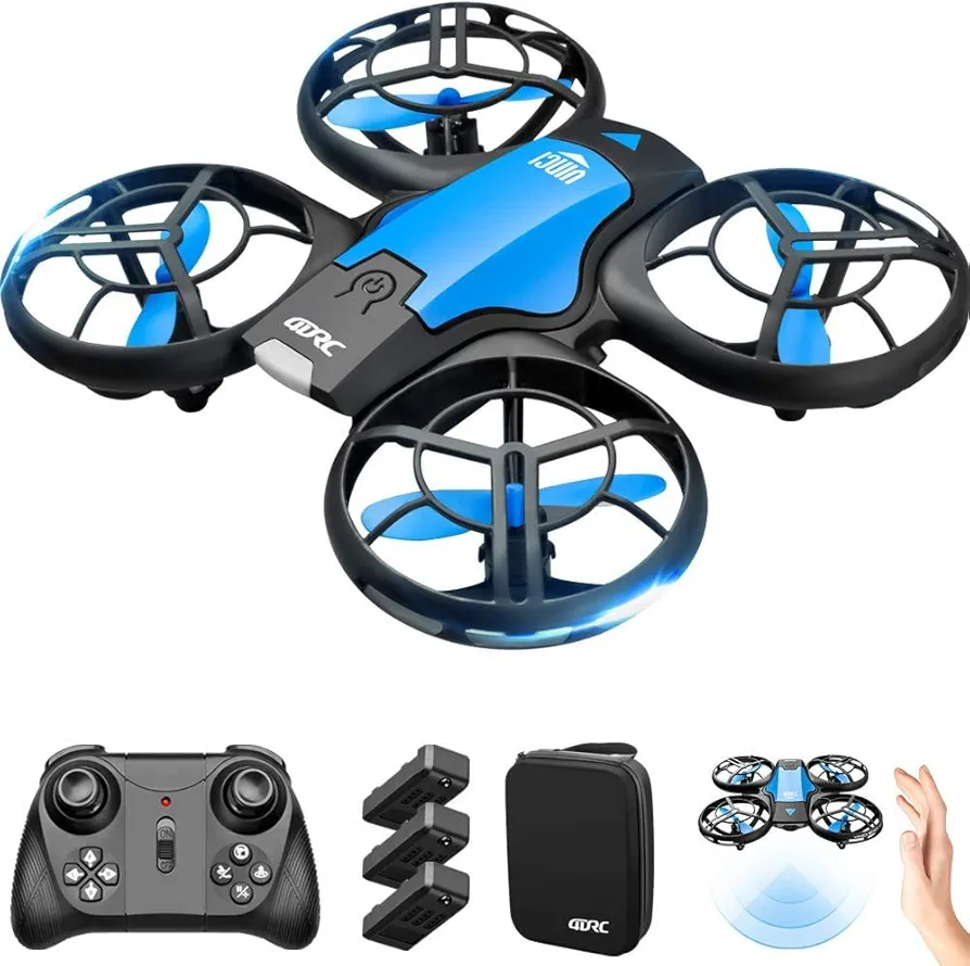 4DRC V8 Mini Drone para Niños, RC Helicopter Quadcopter con Control Remoto, 3D Flips, Modo sin Cabeza, Estabilización de Altitud, 3 Velocidades,3 Baterías, Regalo para Niños y Principiantes