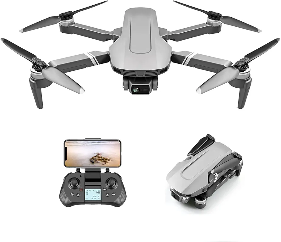 Drones para Principiantes con cámara, cardán Estable de 2 Ejes + Motor sin escobillas 5G GPS Plegable, fácil de Usar para Adultos RC Quadcopter, retención de altitud, Control de Gravedad, 30 Minutos