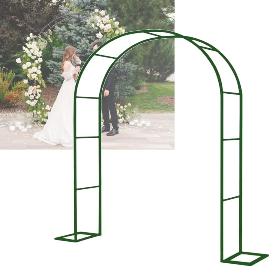 Arco de jardín de metal para plantas trepadoras, decoración de ceremonia de boda, 4/6/6.5/8/8.5/9.8/11 pies de ancho, soporte estable con base para pérgola al aire libre enrejado para decoración de