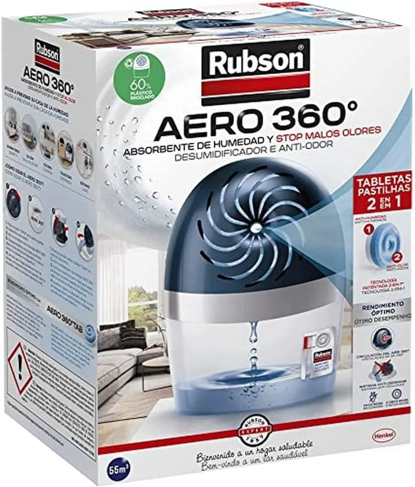 Deshumidificador rubson aero 360º + pastilla recambio gratis 189x118x241 mm