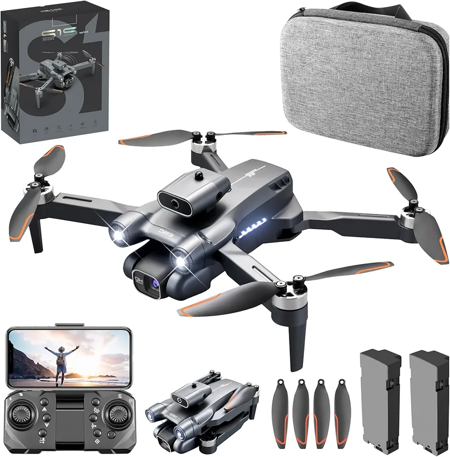 OBEST Drone con Cámara 4K, Drone Eléctrico sin Escobillas, Evasión Inteligente de Obstáculos, Transmisión RC WIFI, 2 Baterías, Quadcopter RC con Cámaras Duales para Adultos y Principiantes.