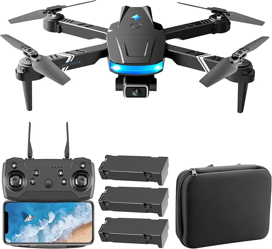 Sunydog Drones con Camara 4k,Ls-878 RC Drone WiFi FPV Drone Mini Quadcopter de Juguete Plegable para Niños con Control de Sensor de Gravedad Modo Sin Cabeza Función de Video de Foto de Gestos