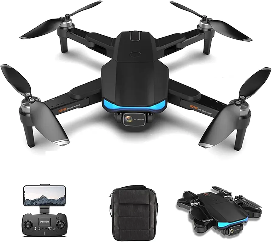 GPS Drones aéreos con cámara 6K para Adultos Mini 5G WiFi FPV Motor sin escobillas Cuadricóptero con Video en Vivo Regreso automático a casa Sígueme Waypoints Fly