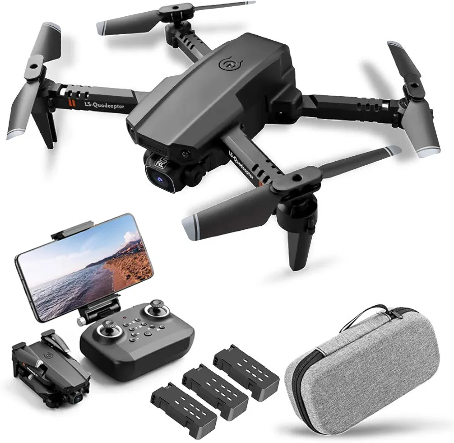 Goolsky LS-XT6 RC dron con cámara de 1080 p, seguimiento de vuelo, sensor de gravedad, gestión de fotos/vídeo, modo para mantener altitud, cuadricóptero de radiocontrol para adultos o niños