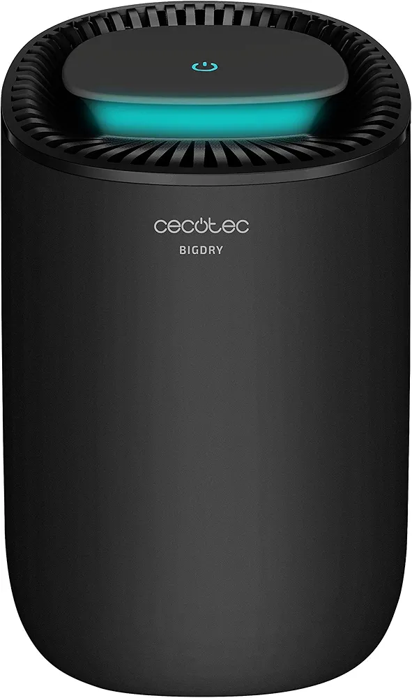 Cecotec Deshumidificador Eléctrico Silencioso BigDry 2000 Light Black. 23W, Bajo Consumo, 300 ml/día, Depósito extraíble de 0,6 litros, Cobertura hasta 20m2, Negro