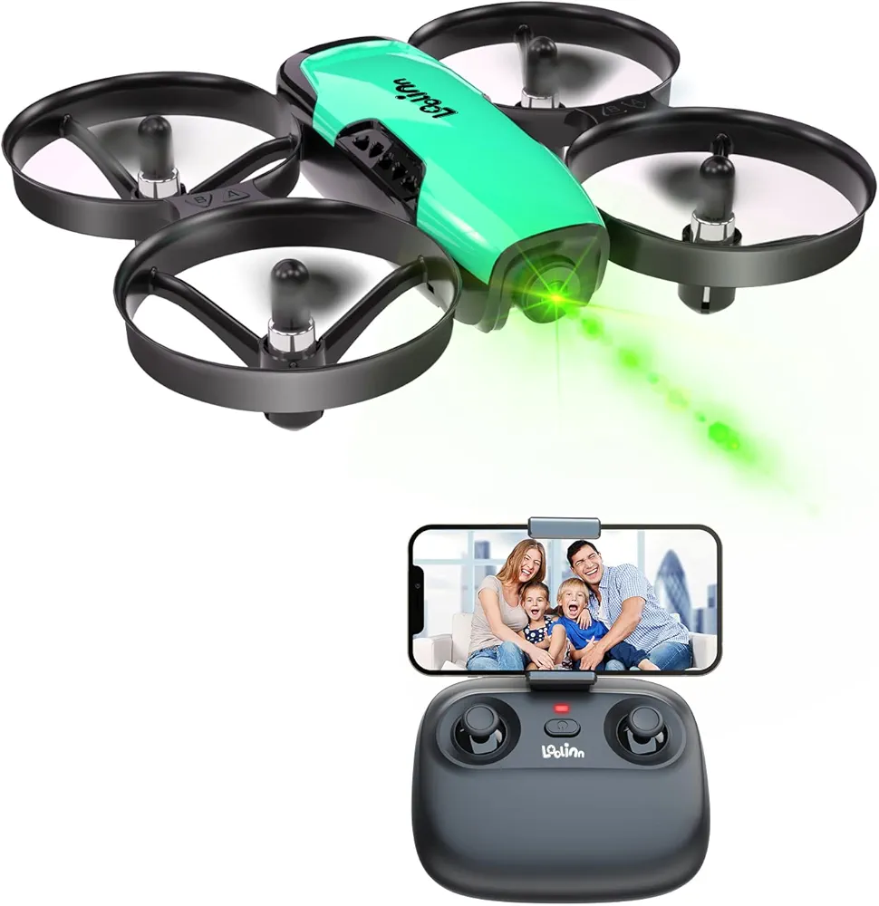 Loolinn | Drones para Niños con Camara Ajustable - Mini Drone Cuadricóptero, Dron con Fotos y Videos/Incluye Dos Baterias (Idea para Regalo)