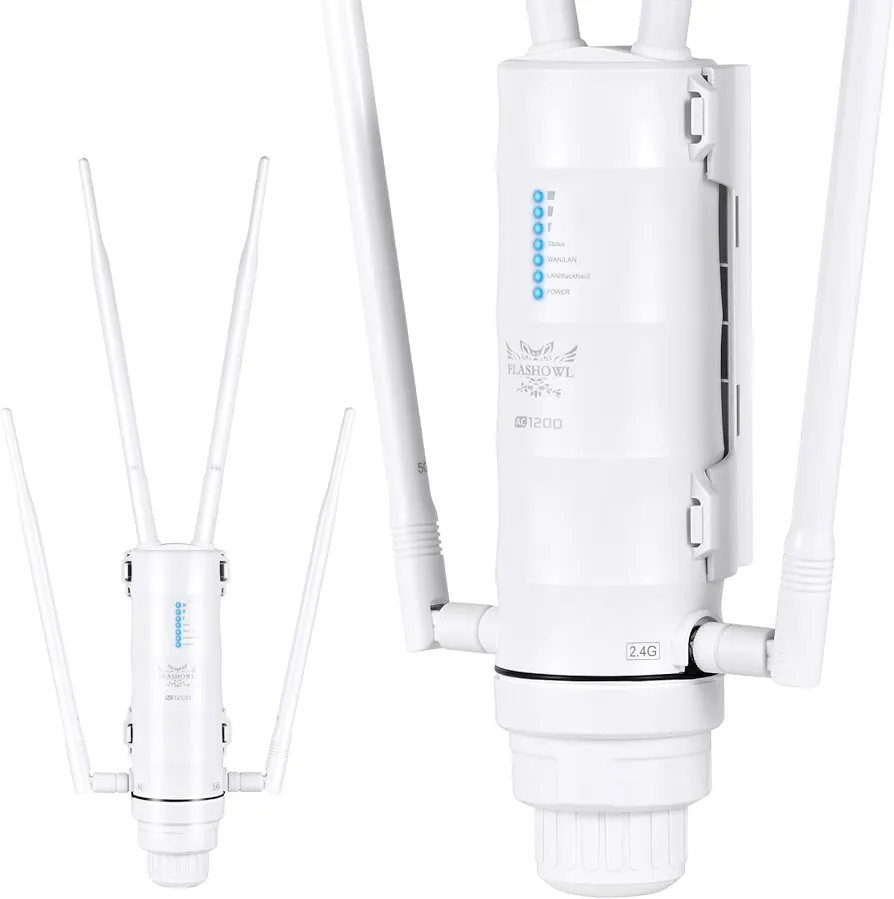 Repetidor al Aire Libre FLASHOWL Extensor de Rango WiFi a Prueba de Agua Extensor de señal 1200 Mbps Amplificador WiFi al Aire Libre Enrutador de jardín Extensores WiFi Amplificador de señal