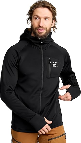 RevolutionRace Evolution Stretch Fleece Hoodie para Hombre, Sudadera con Capucha y Cremallera para Senderismo y Actividades al Aire Libre