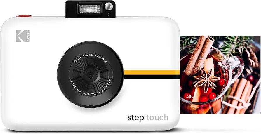 KODAK Step Touch | Cámara digital de 13 MP e impresora instantánea con pantalla de 3,5", vídeo de alta definición, zoom óptico de 10x, suite de edición, Bluetooth y tinta cero ZINK. | Blanco