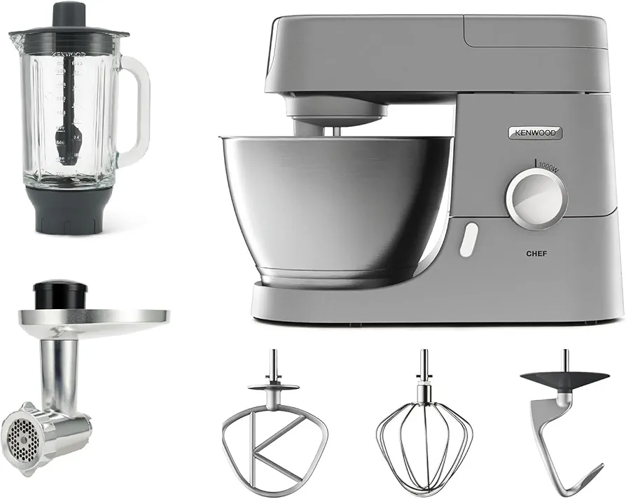 Kenwood KVC3100S - Máquina de cocina con movimiento planetario Base, licuadora y trituradora de carne plateado