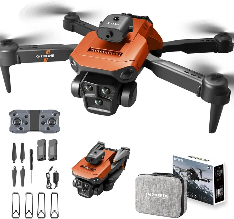 PEENWIN Drones con cámara 4k para adultos y niños, drone para principiantes plegable con 3 cámaras, RC quadcopter drone, mini drone con detección de obstáculos, 3D flip y botón de retorno