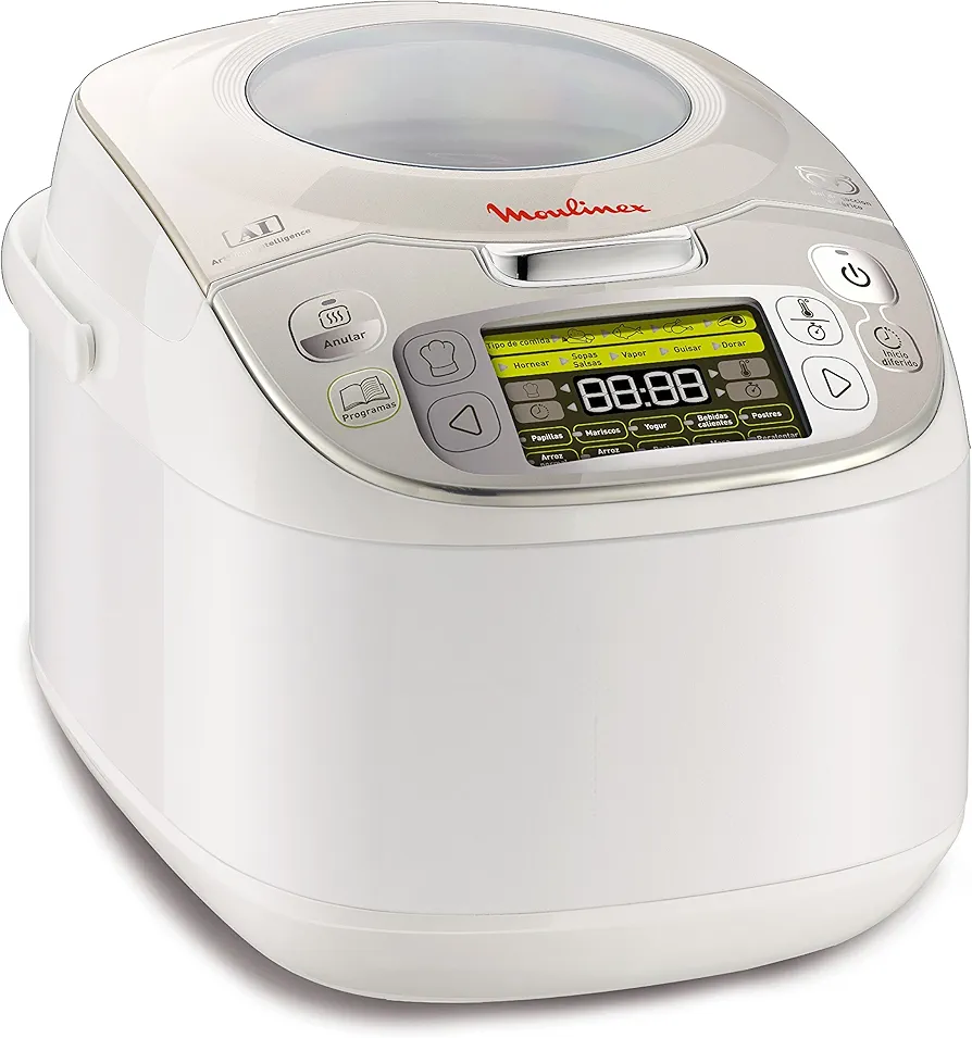 Moulinex Maxichef Advance MK8121 - Robot de cocina, 45 programas de cocción, programable hasta 24 horas, bol con capacidad hasta 4 personas, función diferido programable, Plata Premium