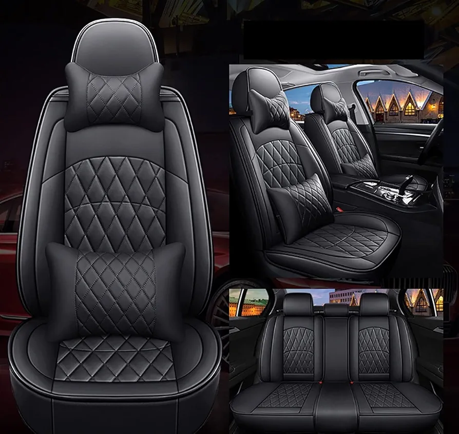 Eless Zheng Cubiertas de asiento de coche universal de cuero for DS Todos los modelos DS DS3 DS4 DS5 DS6 DS7 DS4S Accesorios for automóviles Auto Styling Cushion (Color Name : Black DE)