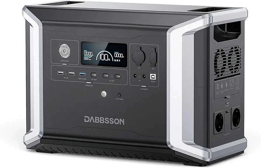 Dabbsson DBS2300 Estación de Energía Portátil, Batería LiFePO4 de Generador Solar de 2330Wh, Máximo 8330Wh, para Picnic al Aire Libre, Pesca, Fiesta, Camping