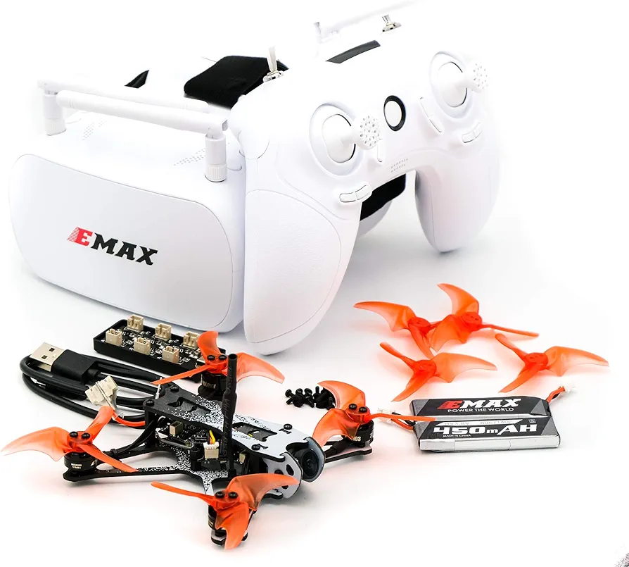 EMAX Tinyhawk II Freestyle RTF FPV Racing Drone con Motor Sin Escobillas 7000KV, Cámara RunCam Nano 2 700TVL, 0-25-100-200 VTX Potencia, Drone con Gafas y Controlador para Niños Adultos Principiantes